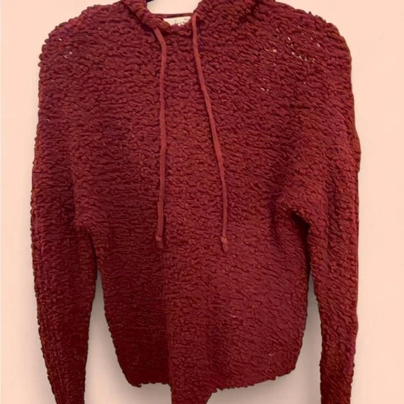 Love Tree Maroon Textured Hooded Sweater - Picture 2 of 3